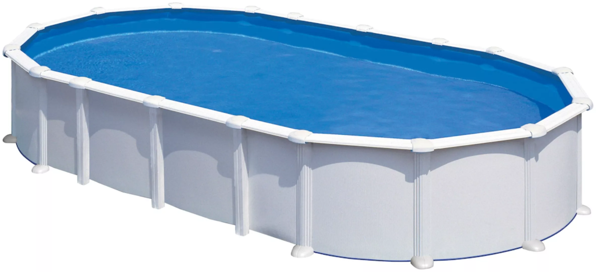 Gre Stahlwand-Pool Haiti 730 cm x 375 cm x 132 cm Omega-System Oval Weiß günstig online kaufen