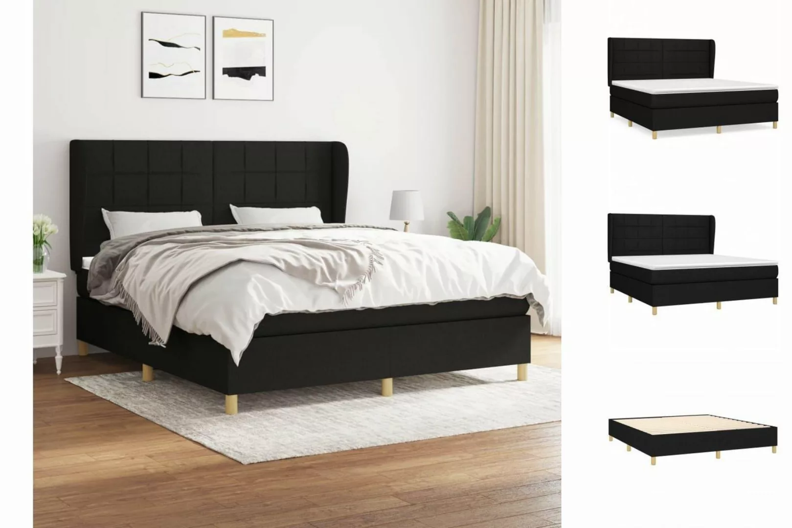 vidaXL Bettgestell Boxspringbett mit Matratze Hellgrau 180x200 cm Stoff Bet günstig online kaufen