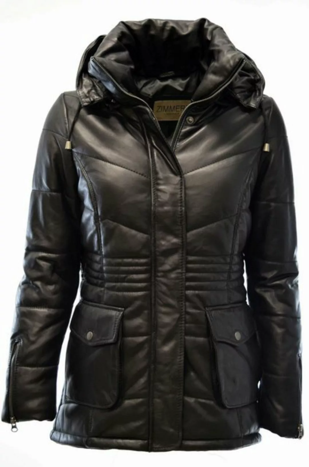 Zimmert Leather Lederjacke Julia Damen, Steppjacke, Lammnappa, Kapuze, Schw günstig online kaufen