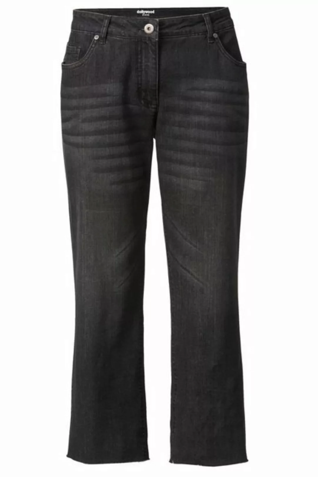 Dollywood Regular-fit-Jeans 3/4-Jeans mit Schlag und Fransensaum 5-Pocket günstig online kaufen