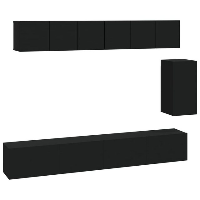 furnicato TV-Schrank 6-tlg. TV-Schrank-Set Schwarz Holzwerkstoff (6-St) günstig online kaufen