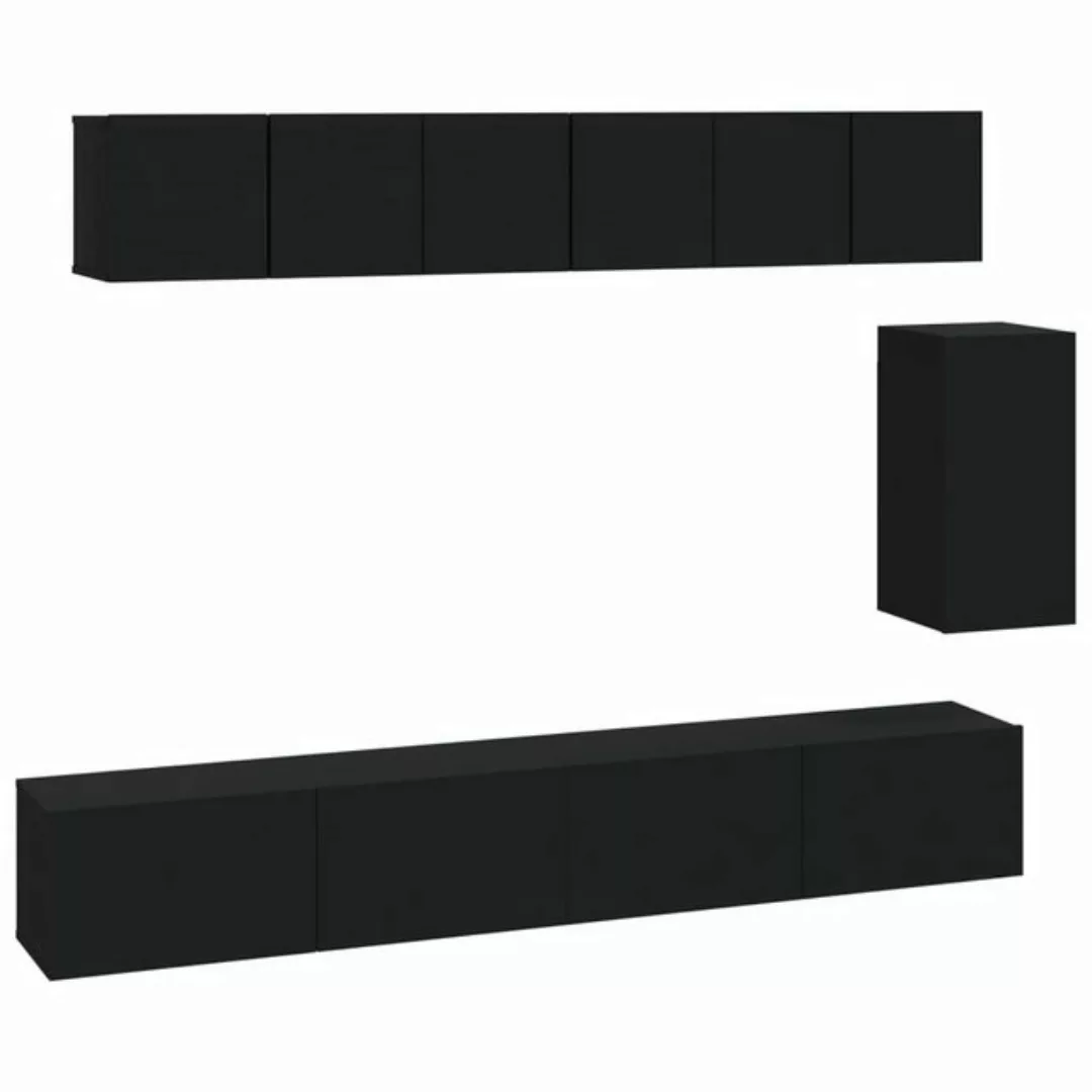 furnicato TV-Schrank 6-tlg. TV-Schrank-Set Schwarz Holzwerkstoff (1-St) günstig online kaufen