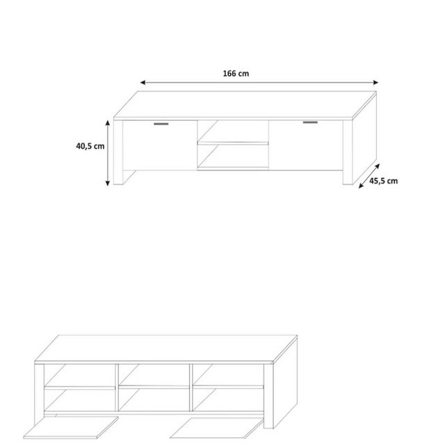 Beautysofa TV-Schrank Modern, stilvoll, TV-Schrank mit Beleuchtung LED TV S günstig online kaufen