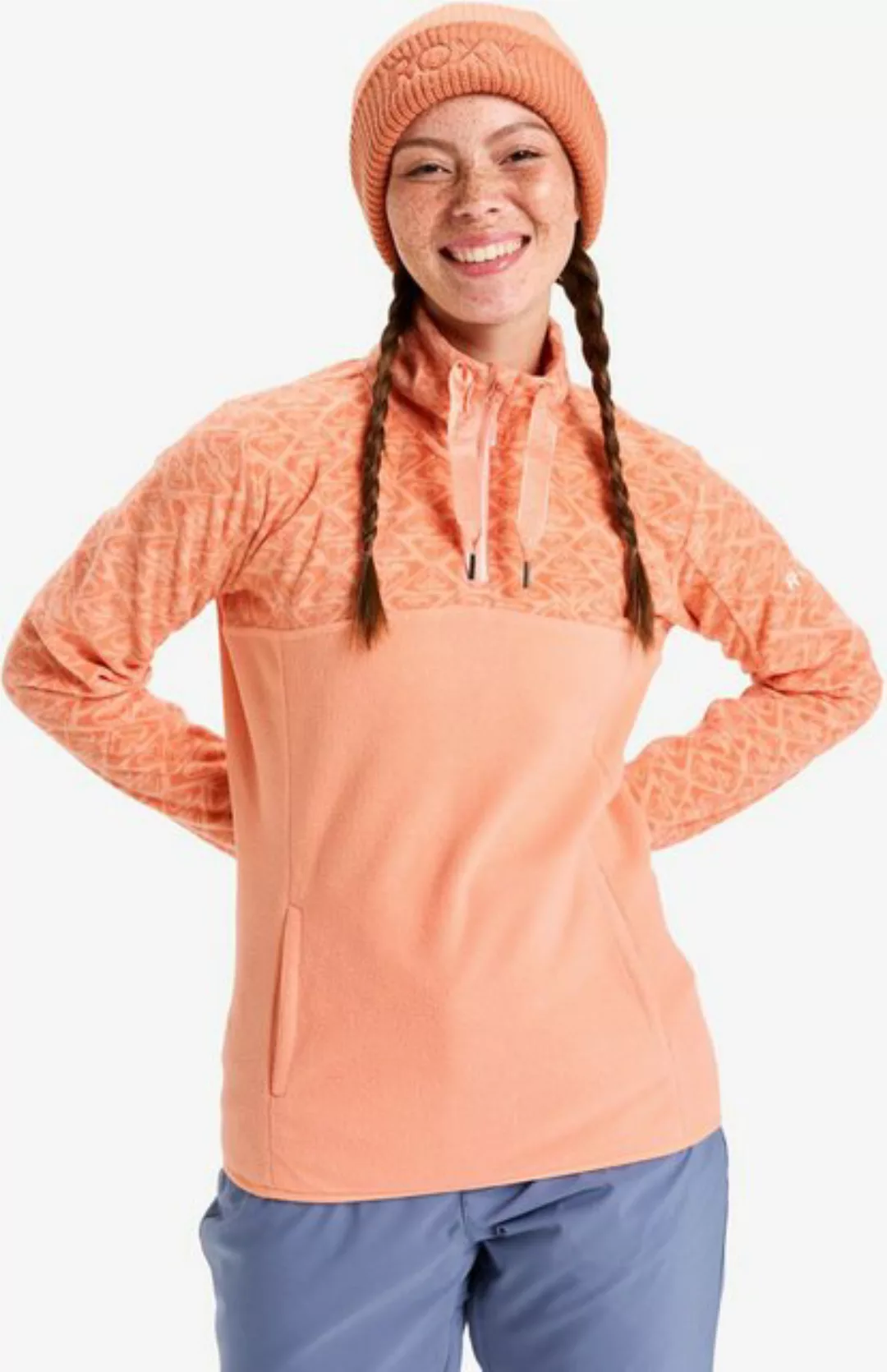 Roxy Kurzarmshirt SAYNA HALF ZIP PEACH PINK ROXYGRAM TONAL günstig online kaufen