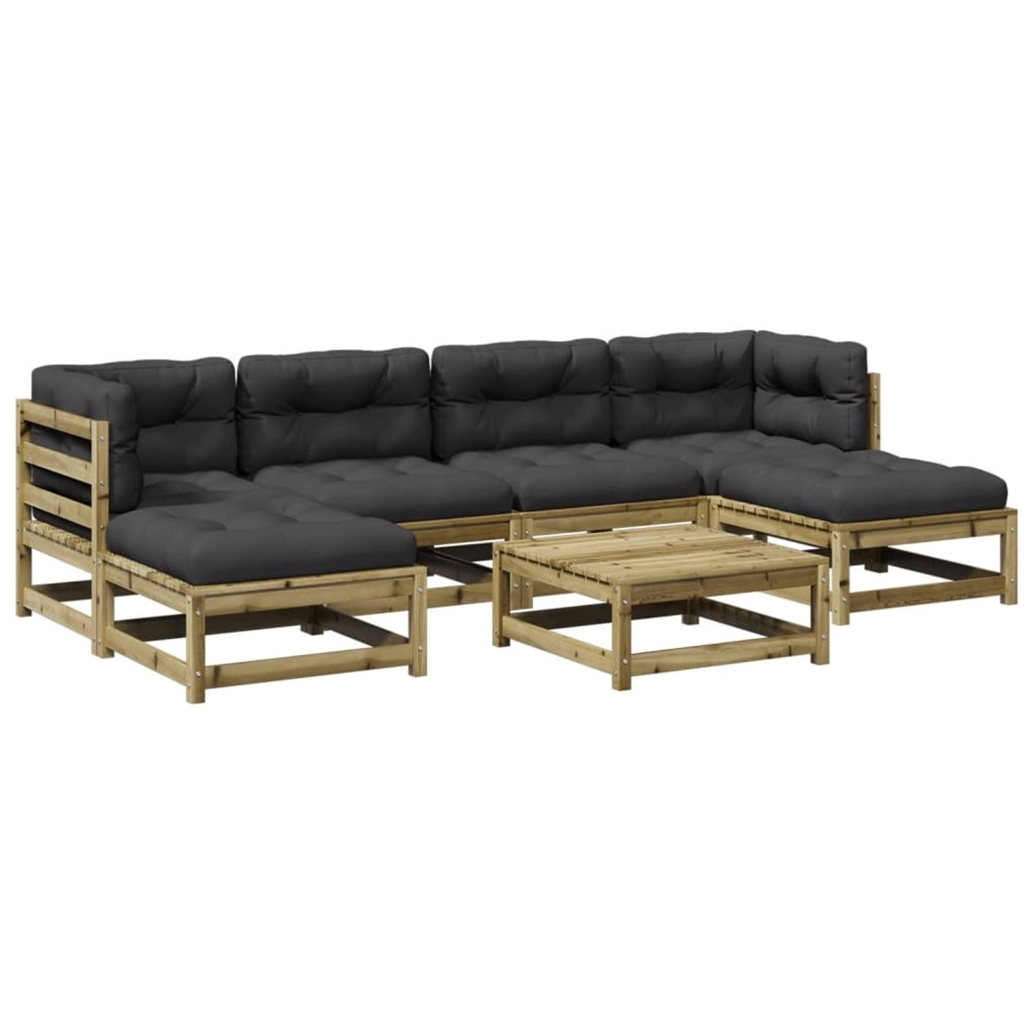 vidaXL 7-Tlg Garten-Sofagarnitur mit Kissen Kiefernholz Imprägniert 3295825 günstig online kaufen