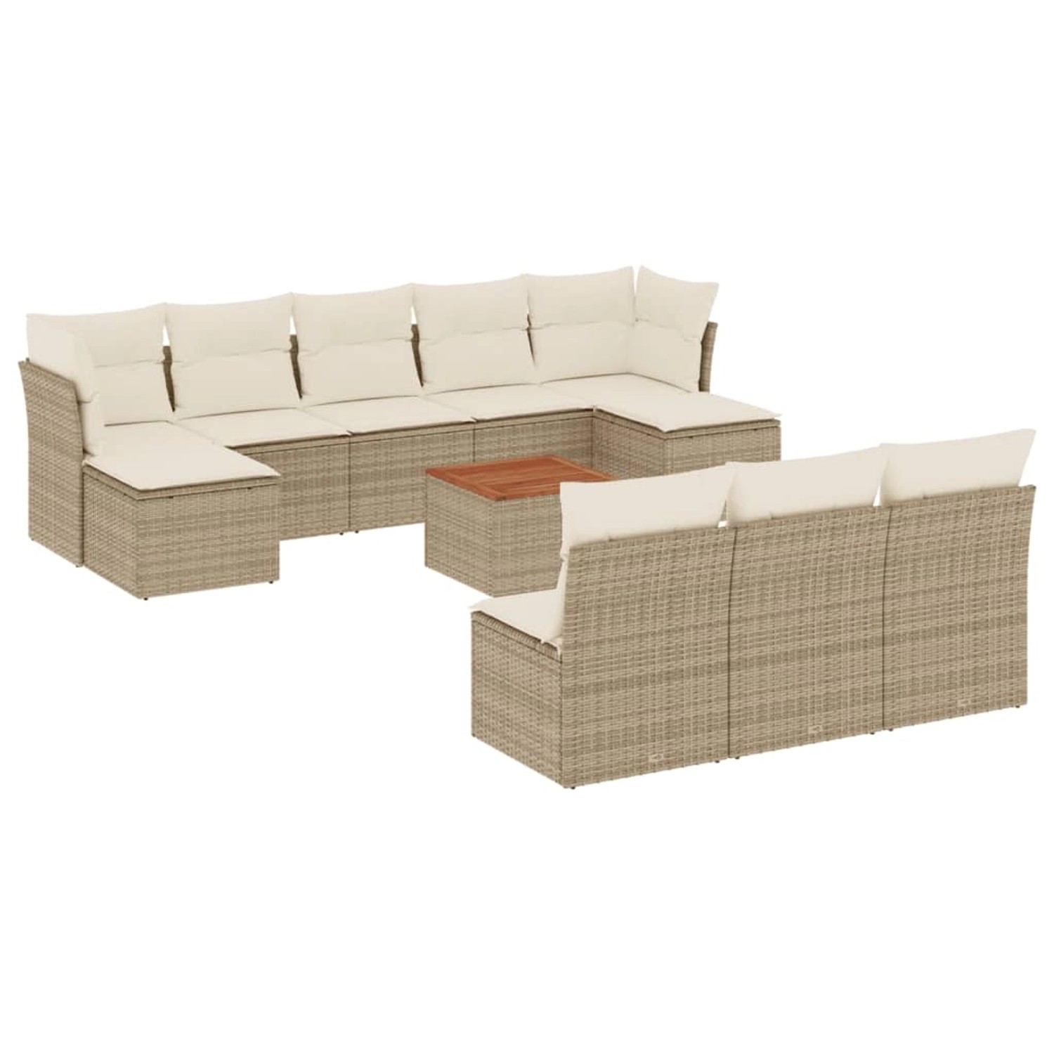 vidaXL 11-Tlg Garten-Sofagarnitur mit Kissen Beige Poly Rattan 3256198 günstig online kaufen