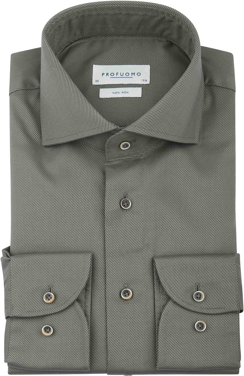 Profuomo Twill Hemd Dunkelgrün - Größe 43 günstig online kaufen