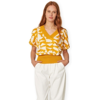 Skfk  Pullover Garazi-Gots Knit - Yellow/White günstig online kaufen