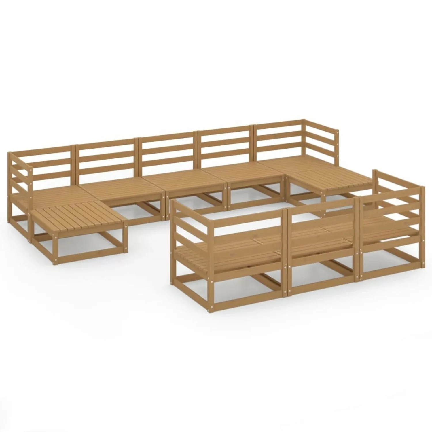 vidaXL 10-tlg Garten-Lounge-Set Massivholz Kiefer Modell 31 günstig online kaufen