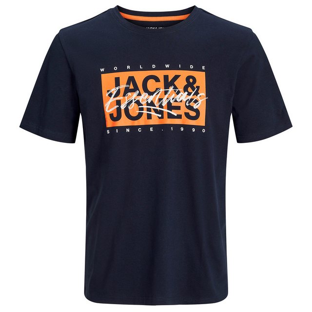 Jack & Jones Rundhalsshirt Große Größen T-Shirt dunkelblau Frontprint Jack& günstig online kaufen