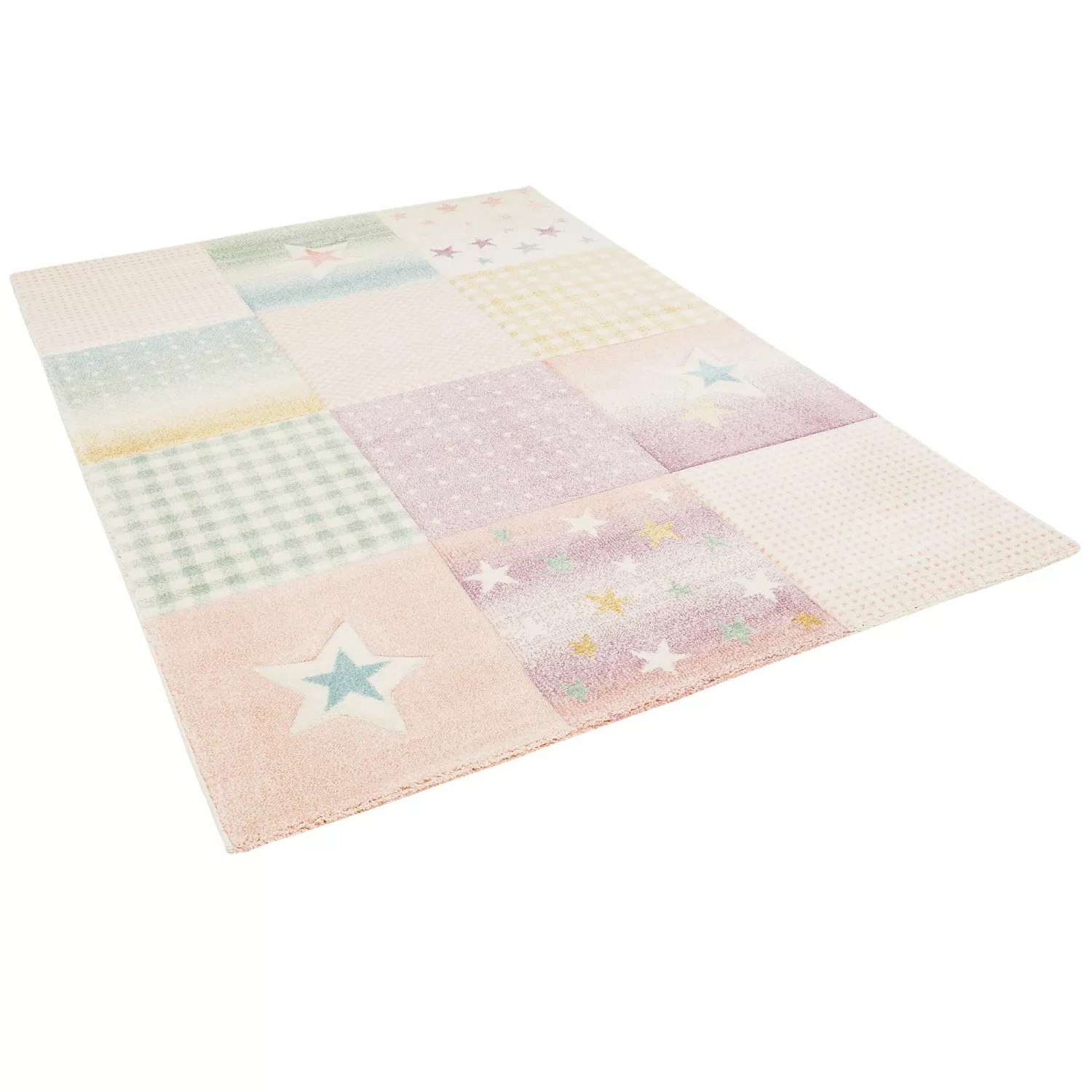 Pergamon Kinder Teppich Maui Kids Karo Stars Rosa 80x150cm günstig online kaufen