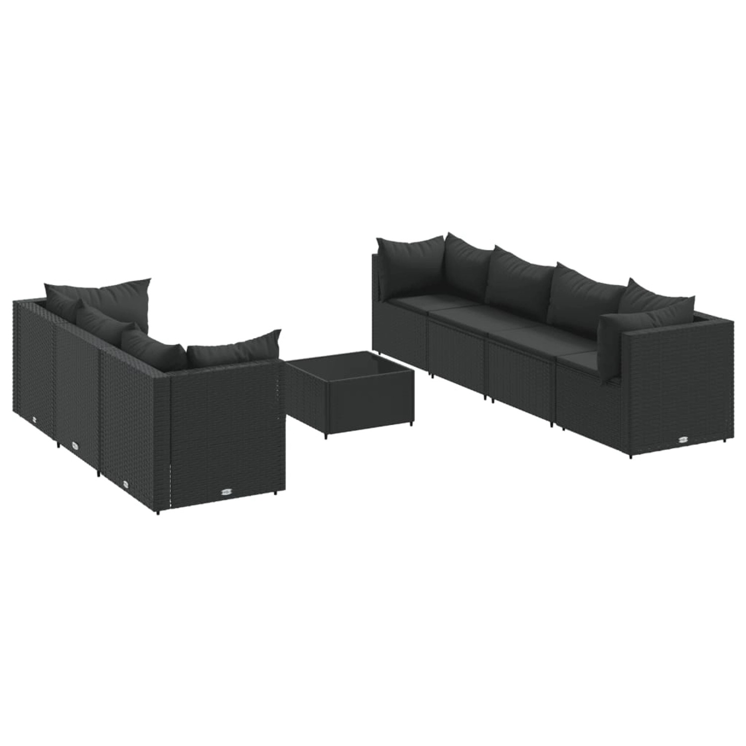 vidaXL 8-tlg Garten-Lounge-Set mit Kissen Schwarz Poly Rattan Modell 36 günstig online kaufen