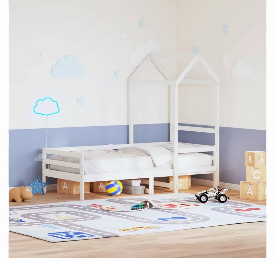 vidaXL Bett, Dach für Kinderbett Weiß 108x70x176,5 cm Massivholz Kiefer günstig online kaufen