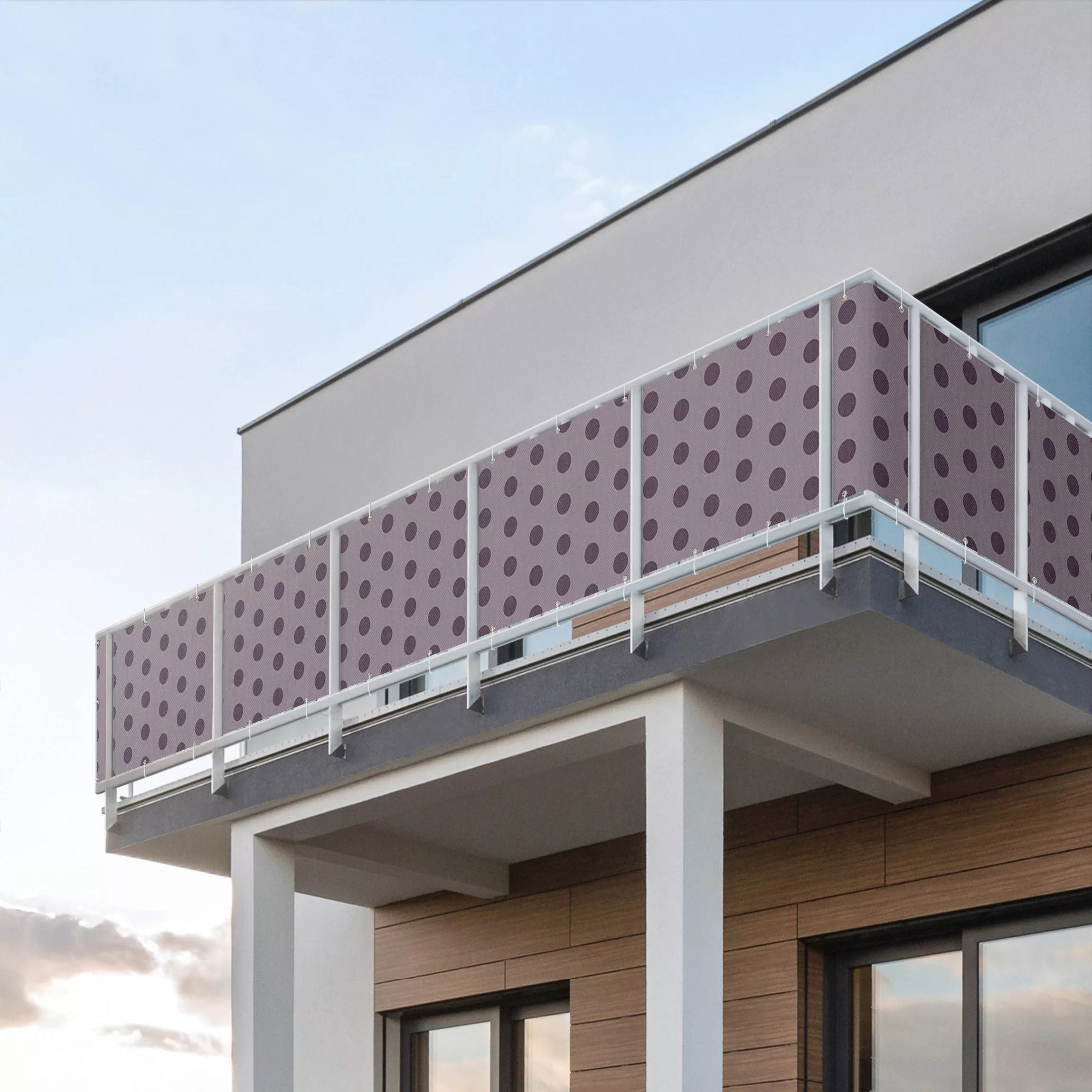 Balkon Sichtschutz Punkte in Dunkel Violett günstig online kaufen