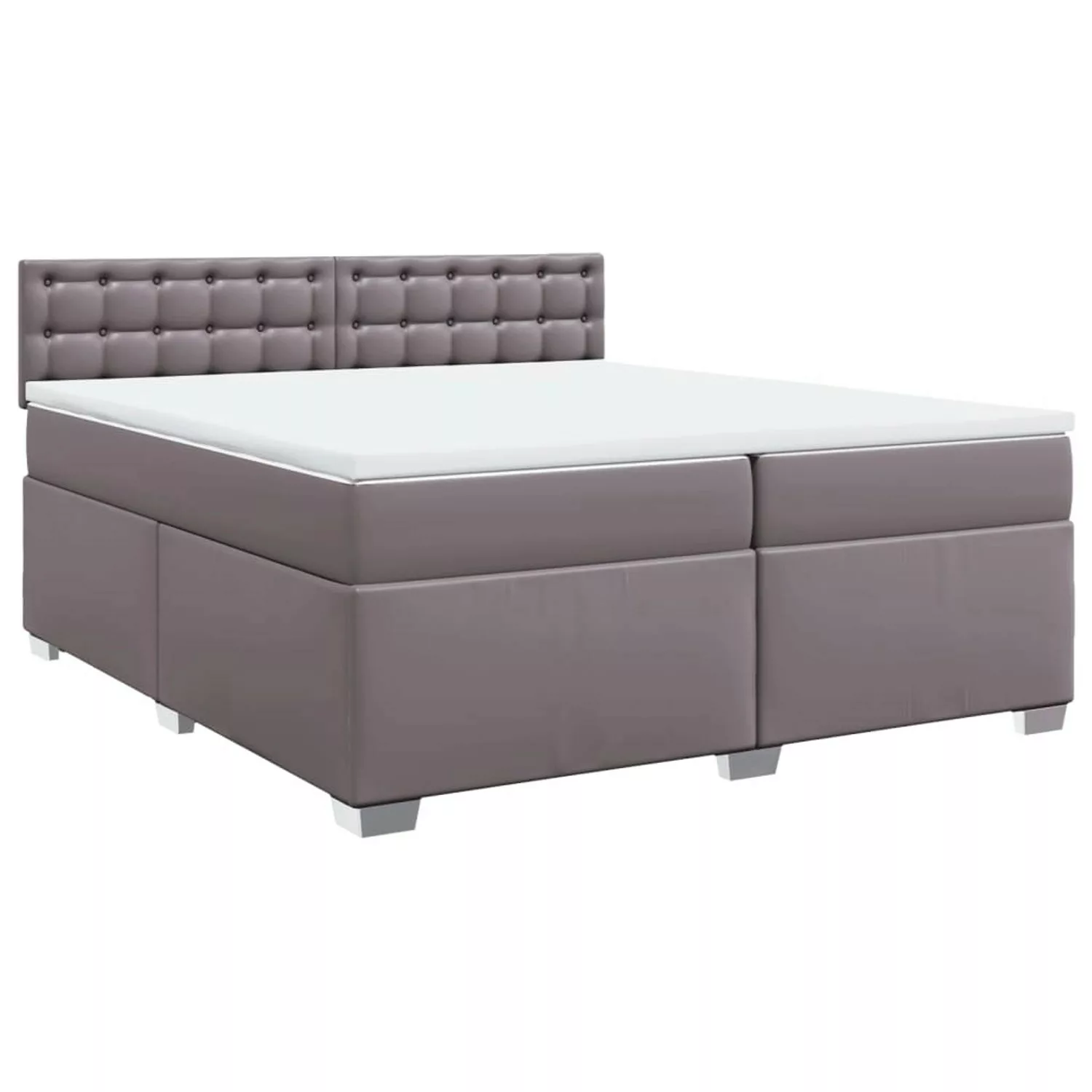 vidaXL Boxspringbett, Boxspringbett mit Matratze Grau 200x200 cm Kunstleder günstig online kaufen