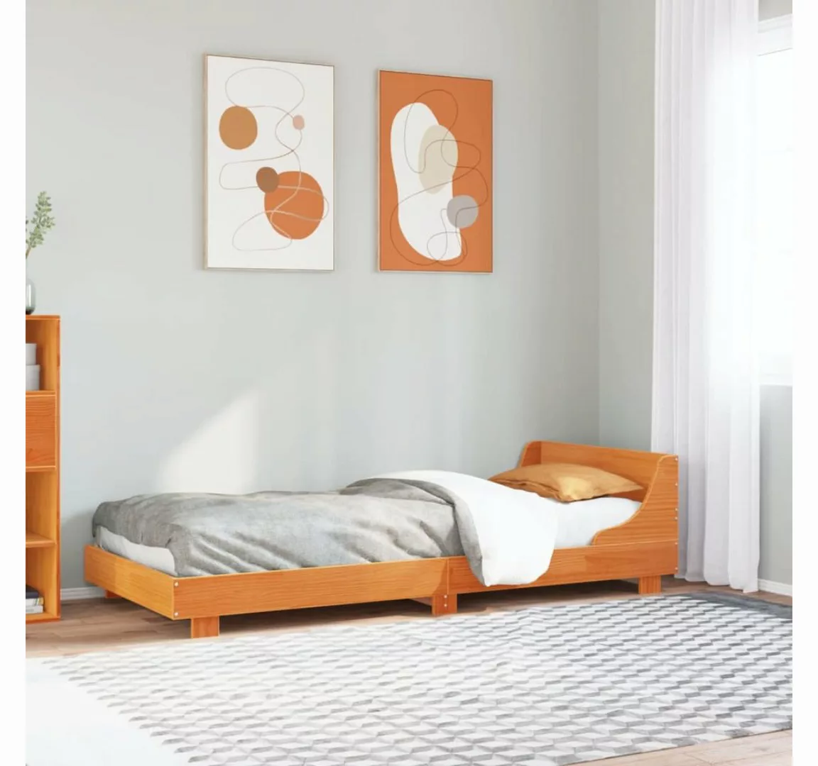 vidaXL Bett Massivholzbett ohne Matratze Wachsbraun 75x190 cm Kiefernholz günstig online kaufen