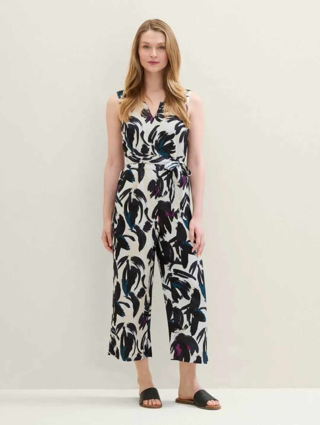 TOM TAILOR Jumpsuit Leinen Overall mit Print günstig online kaufen