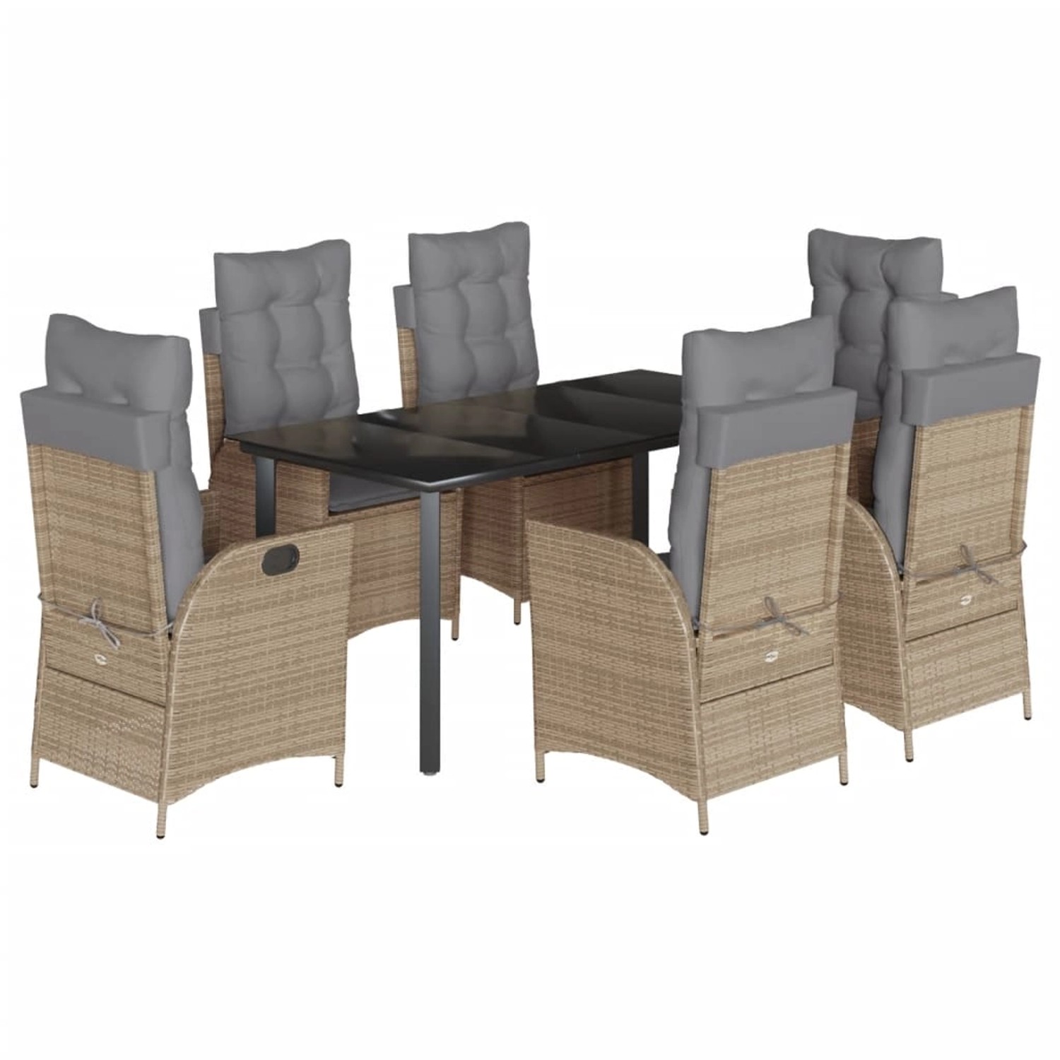 vidaXL 7-Tlg Garten-Essgruppe mit Kissen Beige Poly Rattan 3213269 günstig online kaufen
