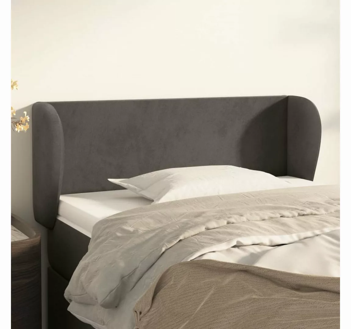 vidaXL Bett, Kopfteil mit Ohren Dunkelgrau 103x23x78/88 cm Samt günstig online kaufen