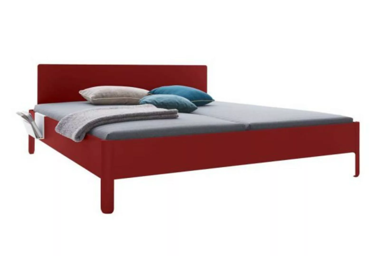 NAIT Doppelbett farbig lackiert Karmesinrot 140 x 220cm Mit Kopfteil günstig online kaufen