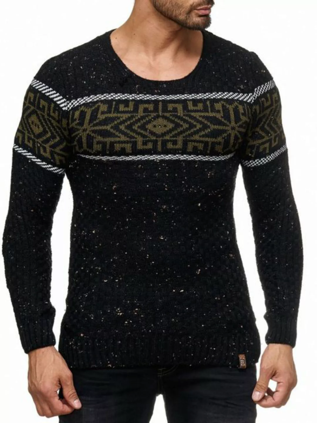 Reslad Strickpullover Herren Strickpullover Rundhals Norwegerpullover Herre günstig online kaufen