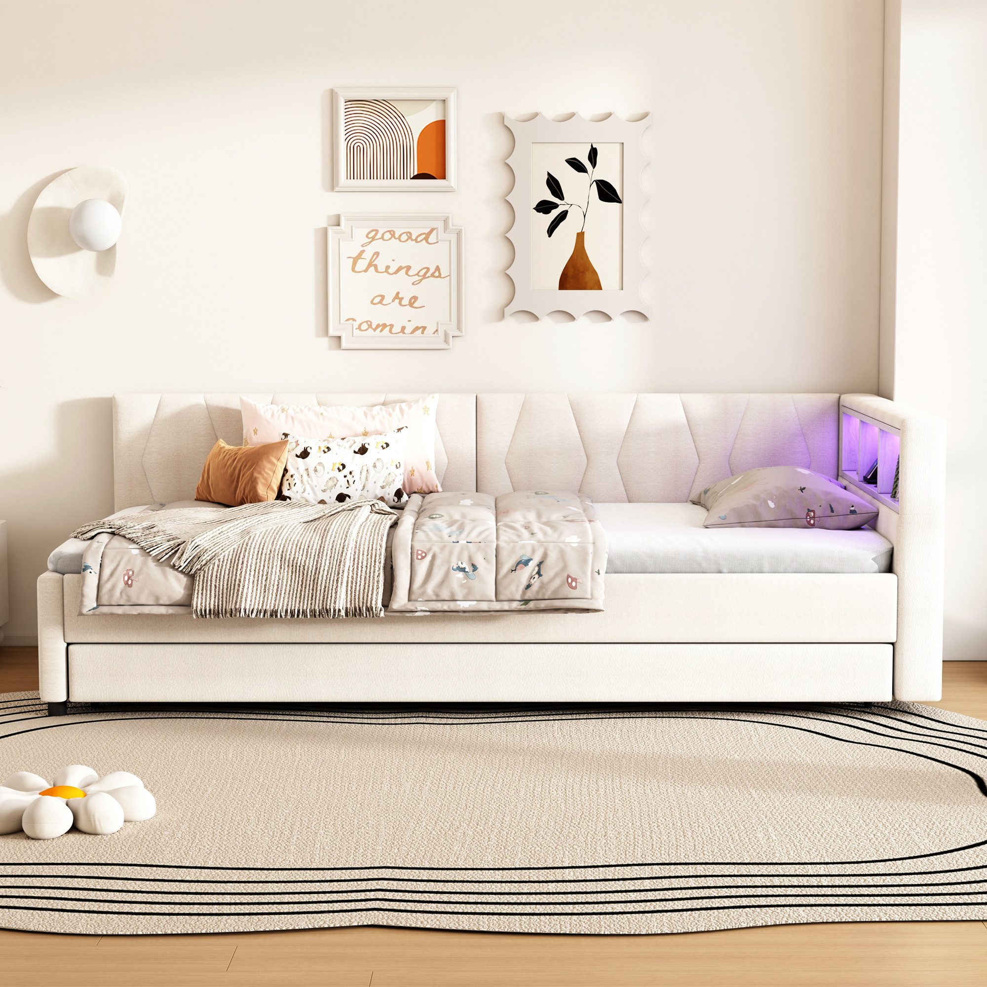 Flieks Daybett, LED Polsterbett Schlafsofa 90x200cm günstig online kaufen