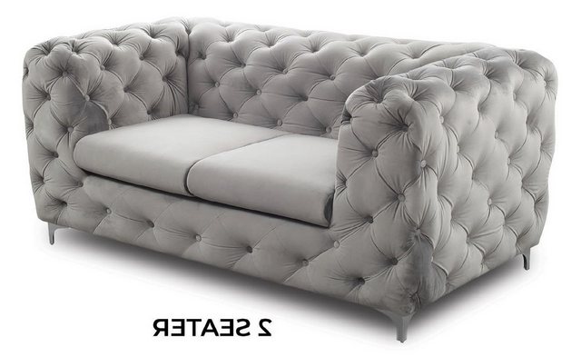 Xlmoebel Sofa Zweisitzer Chesterfield Sofa mit Stoffbezug für Wohnzimmer in günstig online kaufen