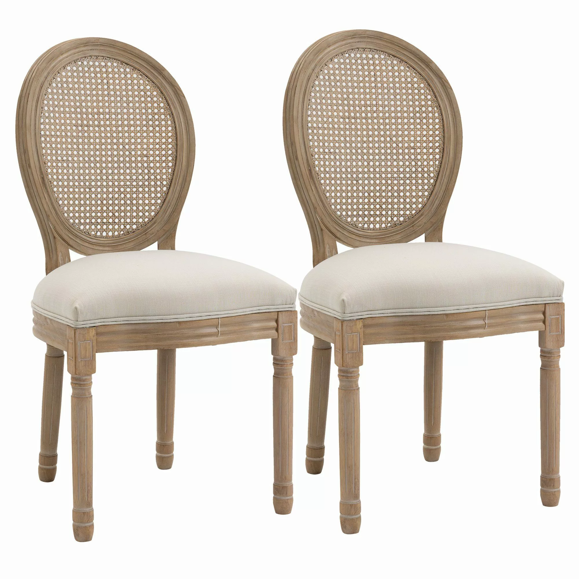 HOMCOM Esszimmerstuhl Küchenstuhl mit Rattan-Rückenlehne (Polsterstuhl, günstig online kaufen