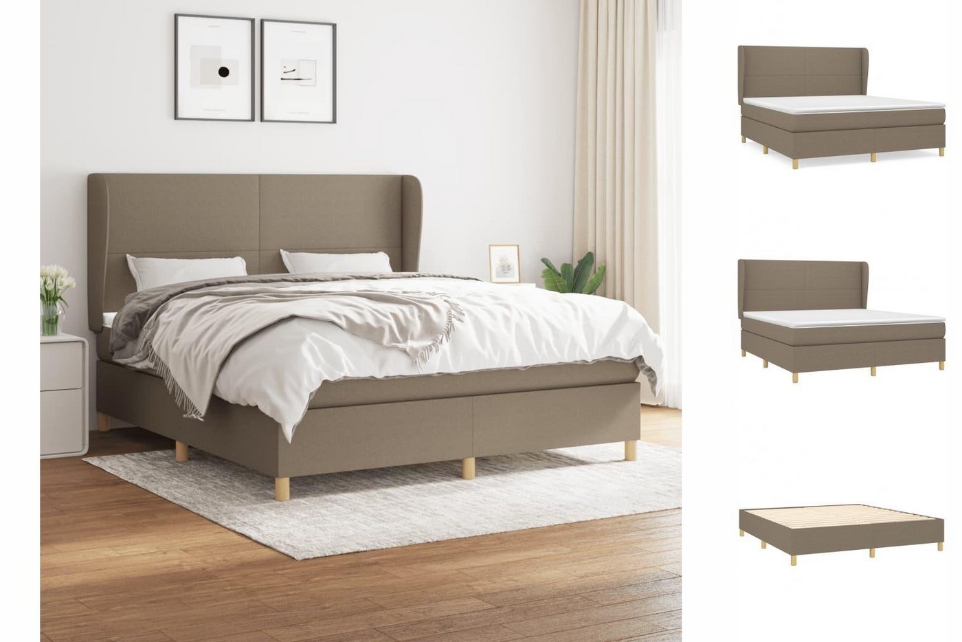 vidaXL Boxspringbett Boxspringbett mit Matratze Taupe 180x200 cm Stoff Bett günstig online kaufen