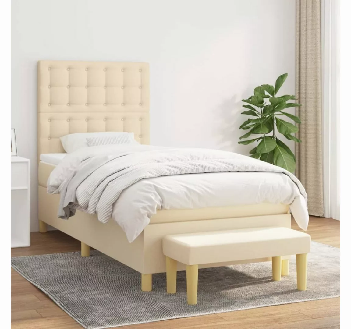 vidaXL Boxspringbett Boxspringbett mit Matratze und Fusshocker Stoff (100x günstig online kaufen