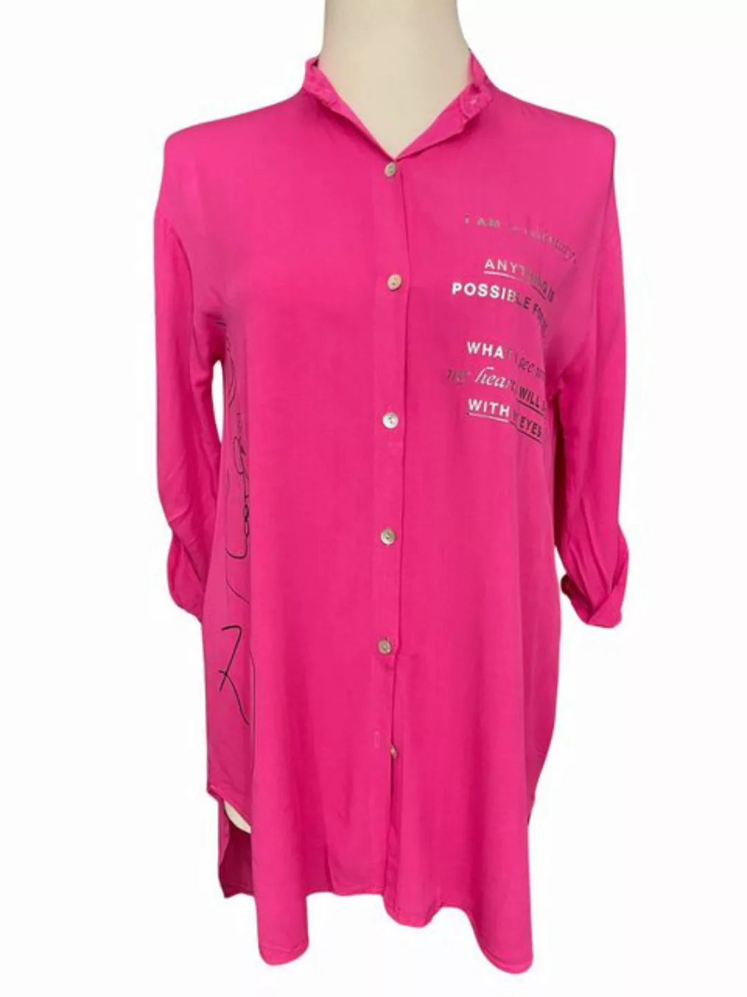 Fashion and Sports Longbluse FaS218 Longbluse Schrift pink AA ca. 55 cm günstig online kaufen