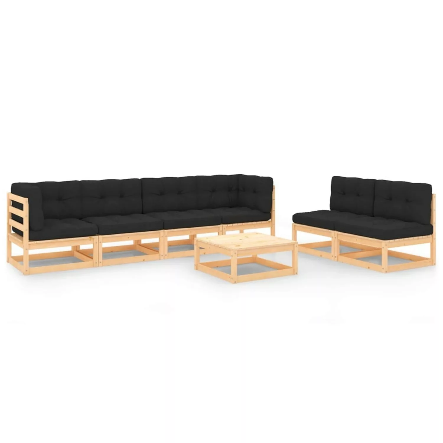 7-tlg. Garten-lounge-set Mit Kissen Massivholz Kiefer günstig online kaufen