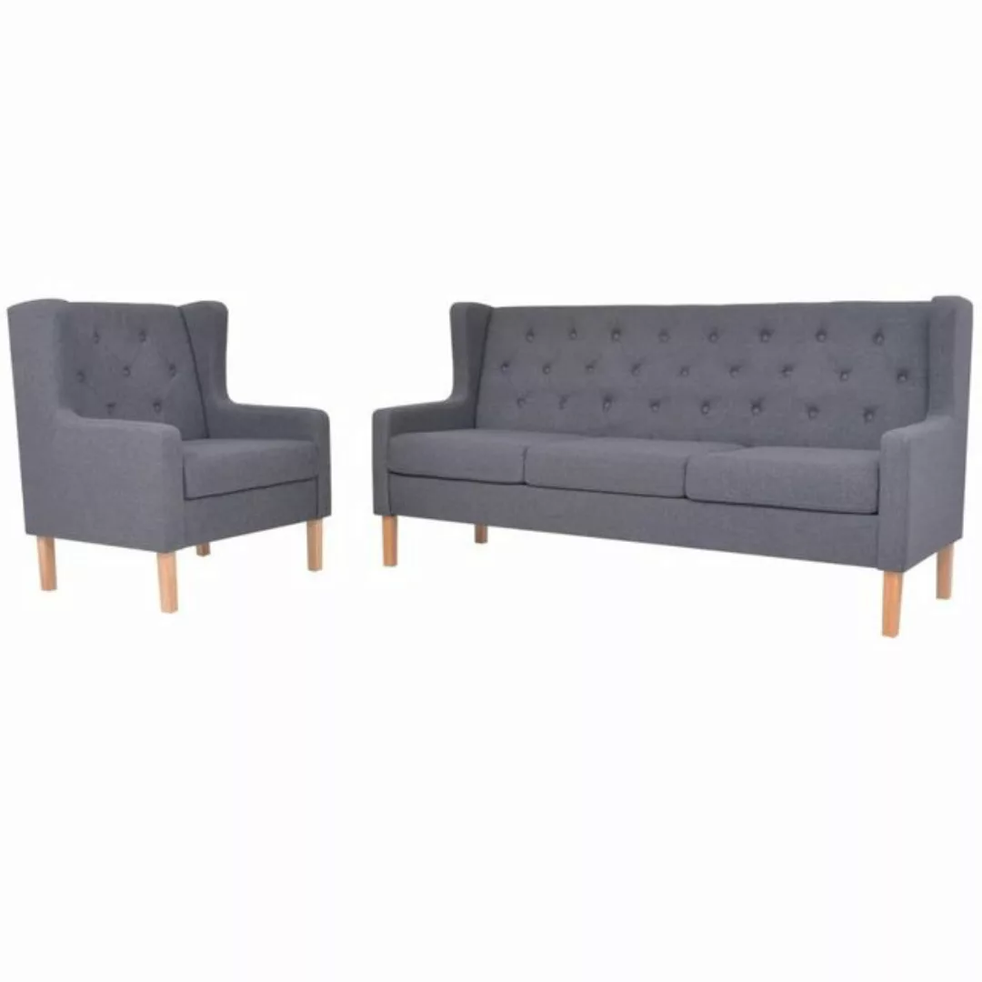 Sofa-set 2-tlg. Stoff Grau günstig online kaufen