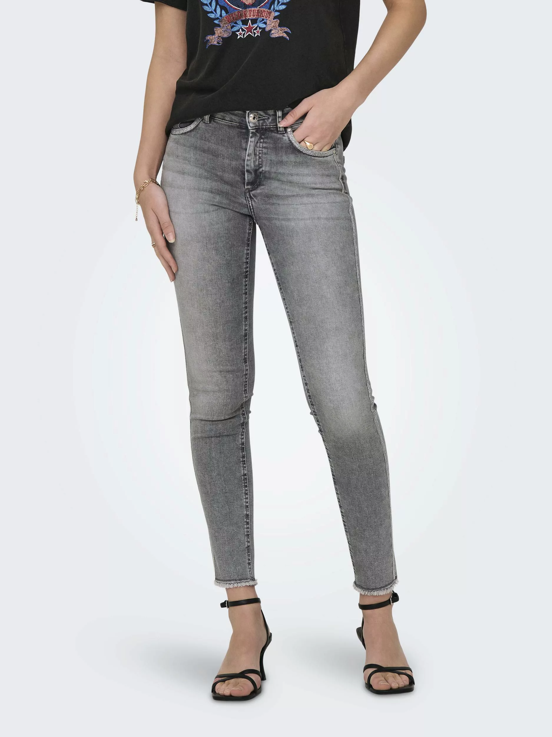 ONLY Skinny-fit-Jeans ONLBLUSH MW SKINNY DECO ANK RW REA0918 günstig online kaufen