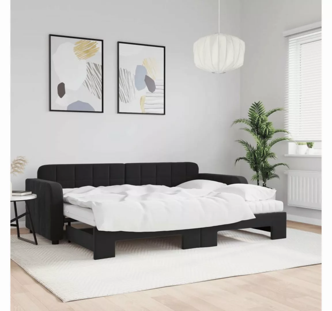 vidaXL Gästebett Gästebett Tagesbett Ausziehbar mit Matratzen Schwarz 80x20 günstig online kaufen