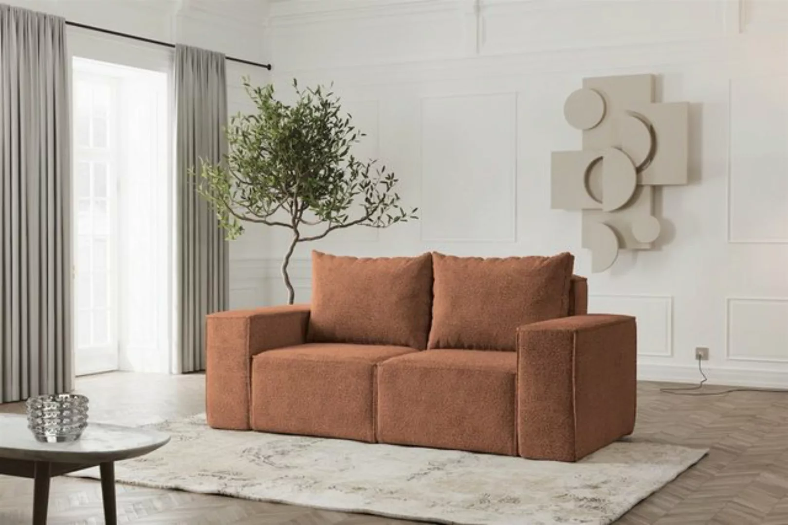 Fun Möbel 2-Sitzer Sofa Designersofa ESTELLE 2-Sitzer in Stoff Abriamo, Rüc günstig online kaufen