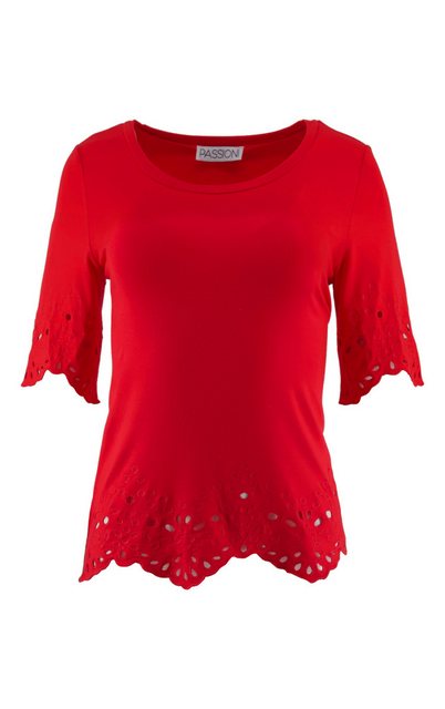 Passioni T-Shirt Sommer-T-Shirt in mit Broderie-Anglaise-Details günstig online kaufen