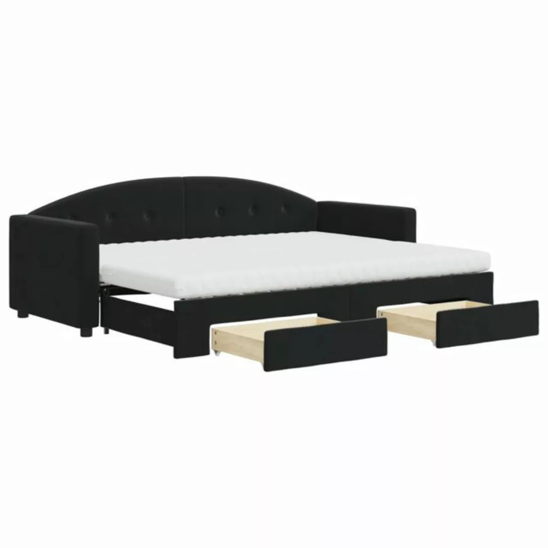 vidaXL Gästebett Gästebett Tagesbett Ausziehbar mit Schubladen Schwarz 80x2 günstig online kaufen