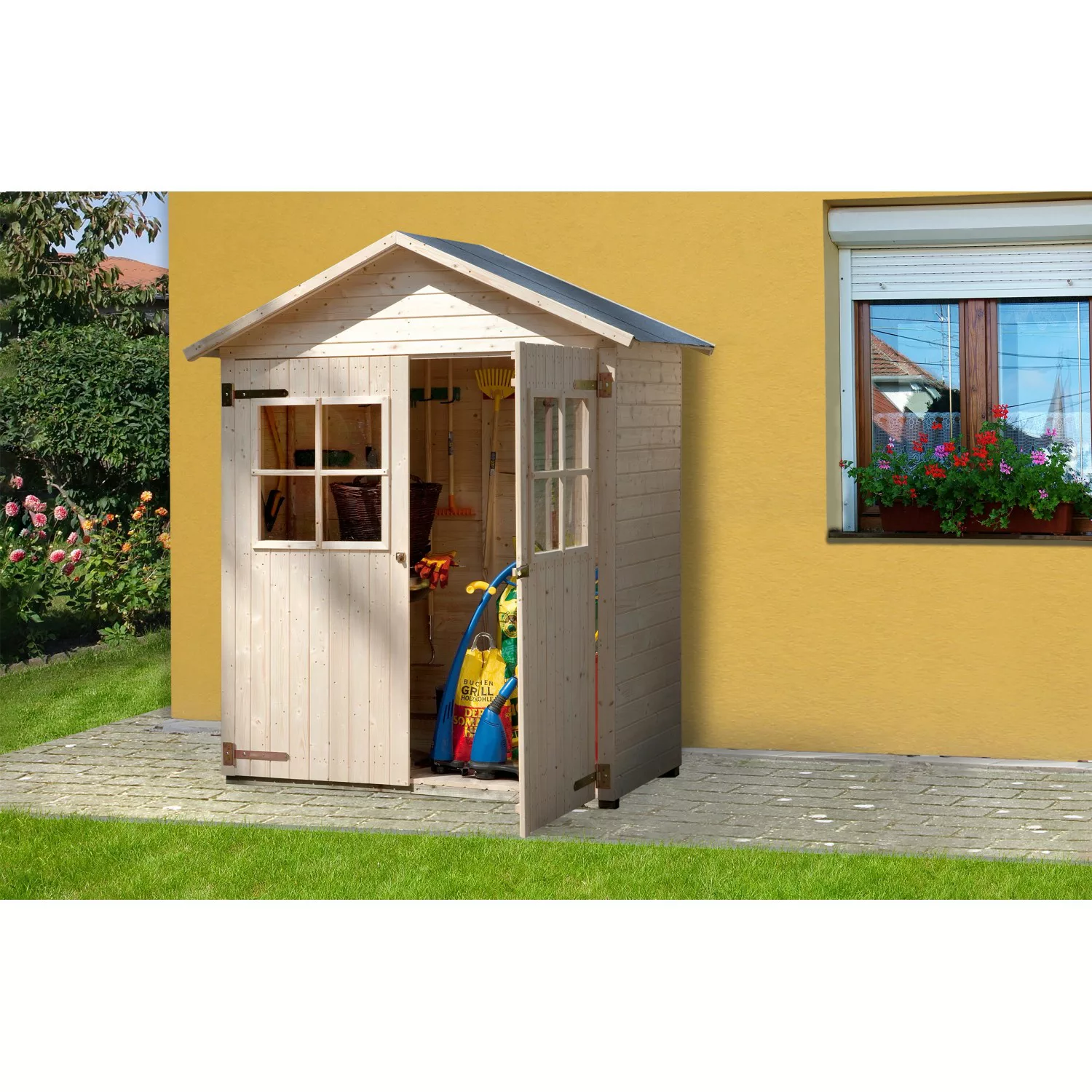 Weka Balkon und Terrassenschrank mit Satteldach Gr. 2, 163 cm x 87 cm günstig online kaufen