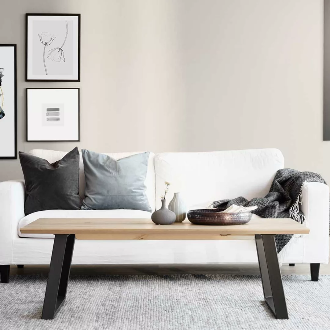 Design Wohnzimmertisch mit Eiche White Wash furniert 140 cm breit günstig online kaufen