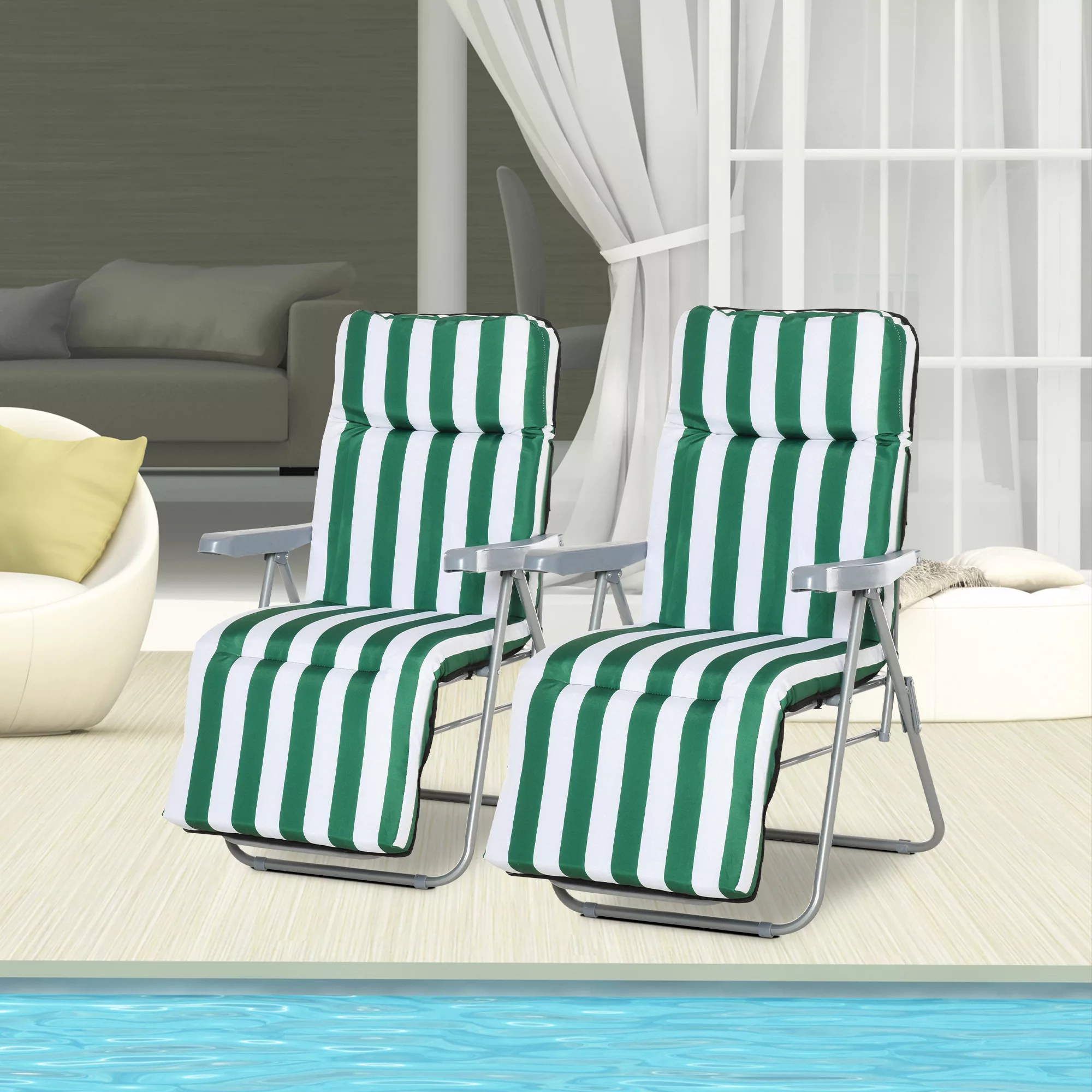 Outsunny Klappstühle Gartenstuhl Sonnenliege mit Armlehne klappbar 5 Positi günstig online kaufen