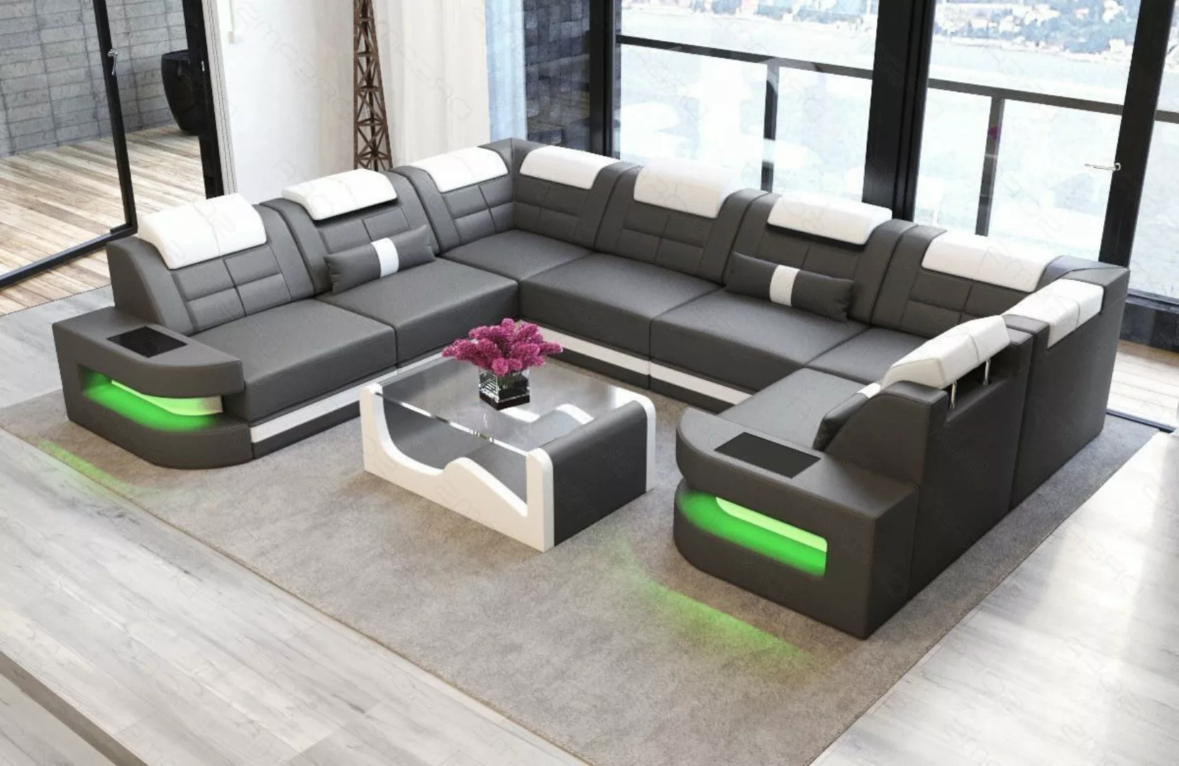 Sofa Dreams Wohnlandschaft Ledersofa Como U Form Mini, Designersofa, Sofa m günstig online kaufen