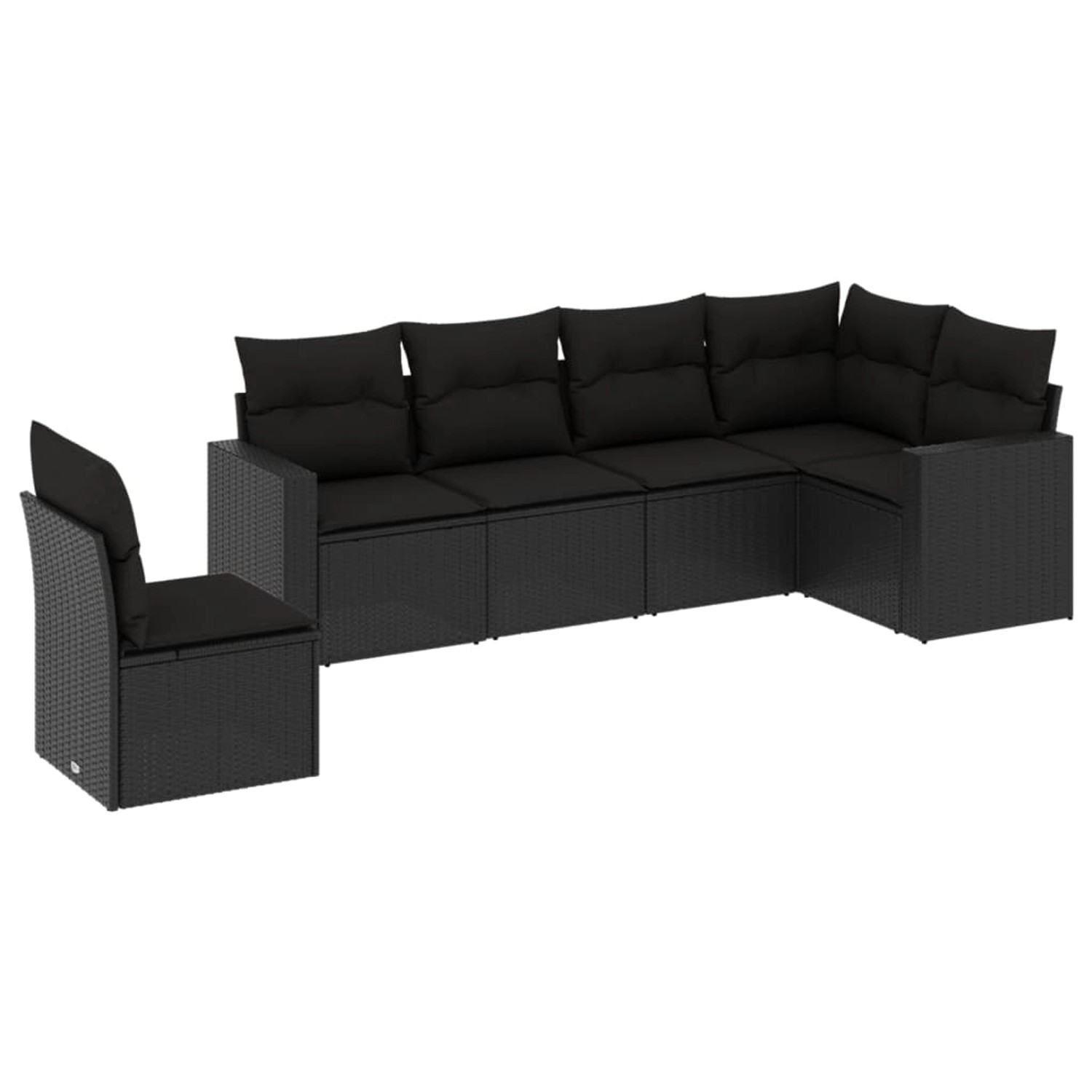 vidaXL 6-tlg Garten-Sofagarnitur mit Kissen Schwarz Poly Rattan Modell 24 günstig online kaufen