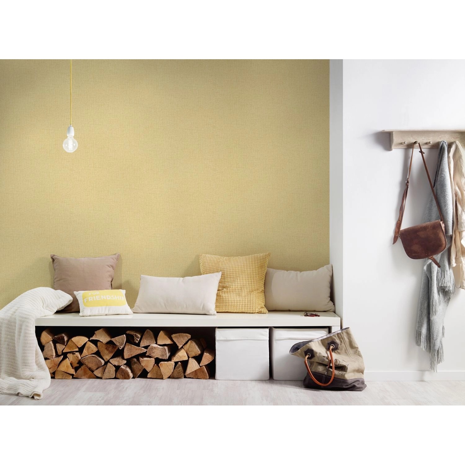 Livingwalls Tapete Uni Gelb und Grau 53 cm x 10,05 m AS-385288 günstig online kaufen