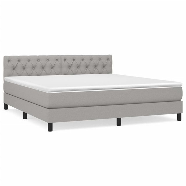 vidaXL Boxspringbett Boxspringbett mit Matratze Hellgrau 160x200 cm Stoff B günstig online kaufen