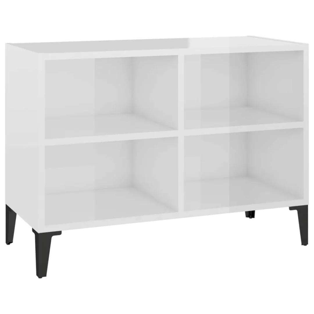 Tv-schrank Mit Metallbeinen Hochglanz-weiß 69,5x30x50cm günstig online kaufen