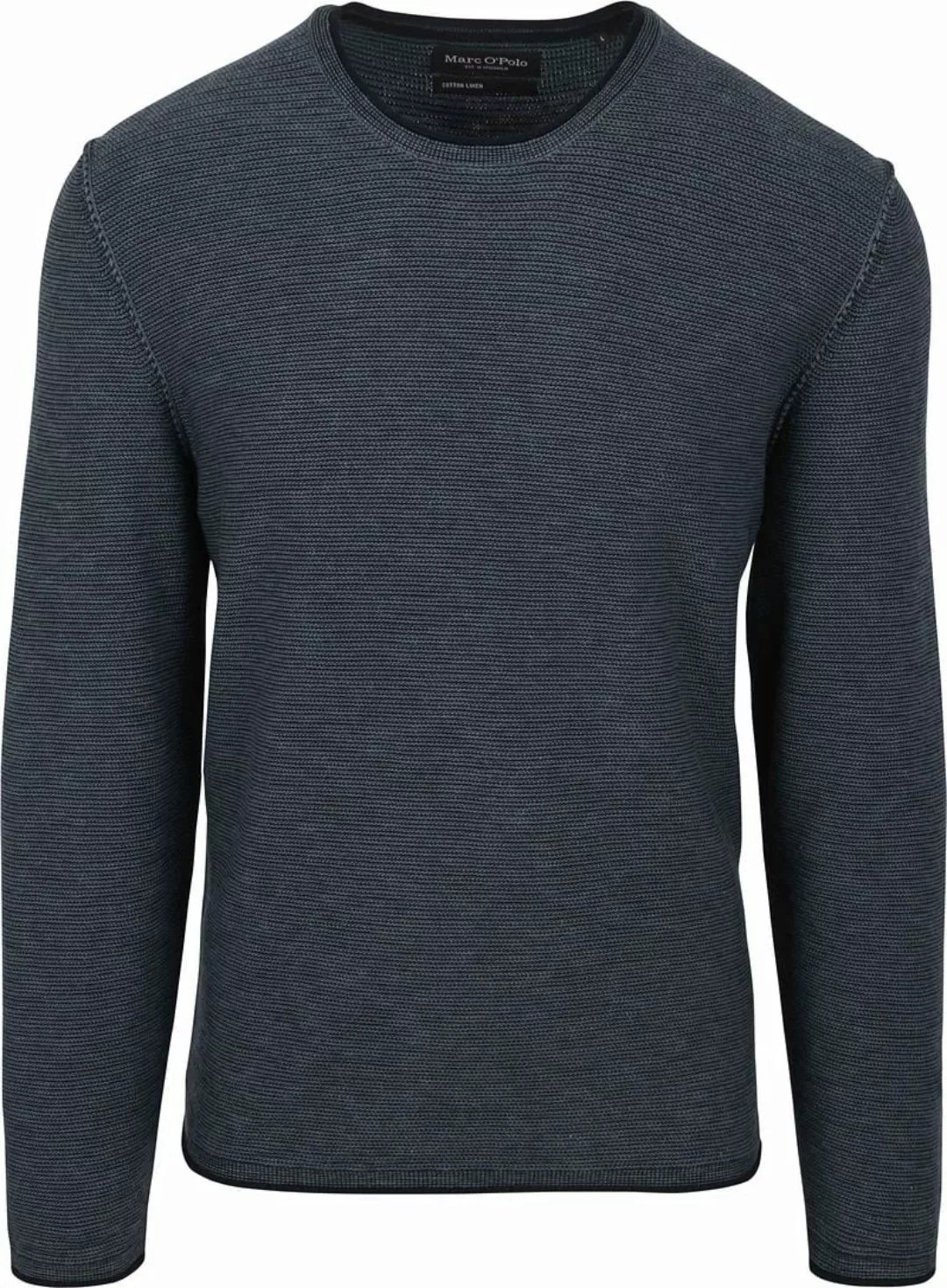 Marc O'Polo Pullover Crewneck Cotton/Linen Dark Blue - Größe XXL günstig online kaufen