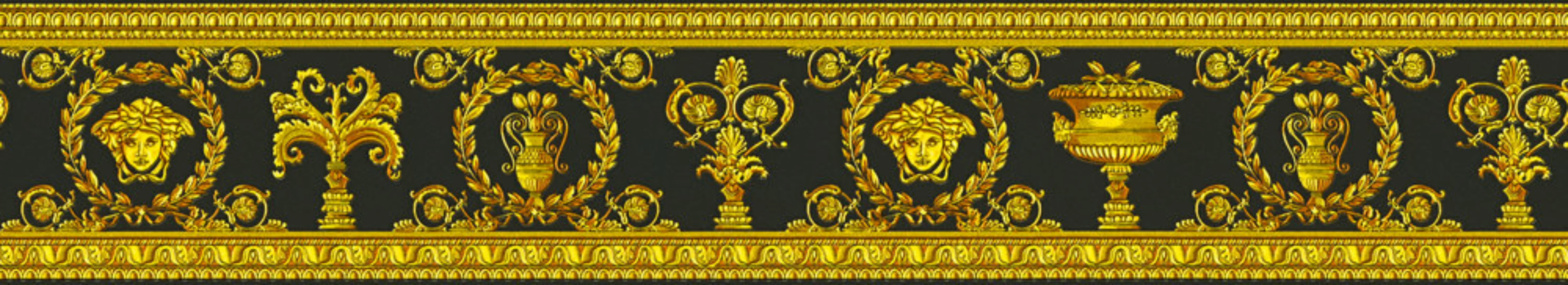 Metallic Mustertapete Versace wallpaper Versace 3 Vanitas in Gelb Metallic günstig online kaufen