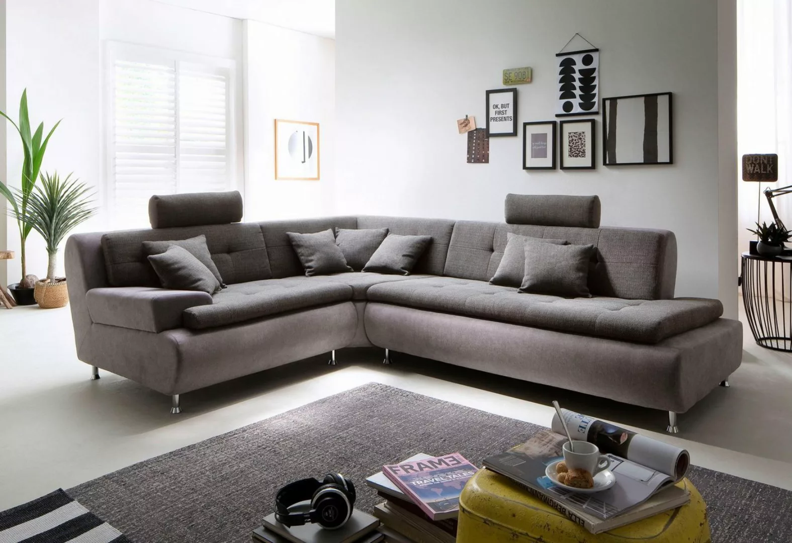 Trends by HG Ecksofa "Lounge L-Form", mit Kopfstützen und Metallfuß, frei i günstig online kaufen