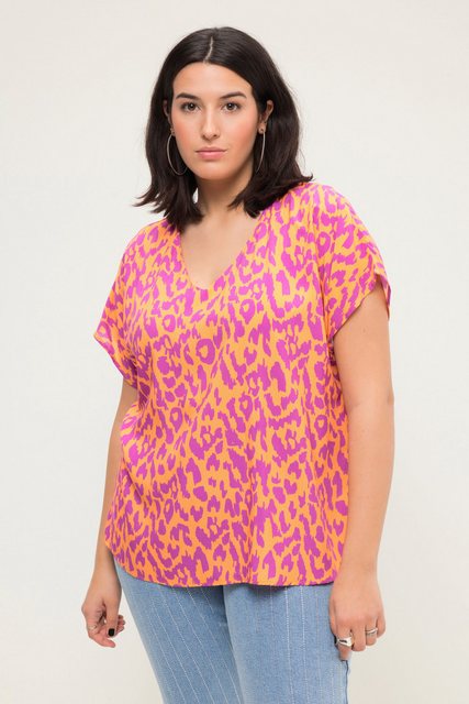 Studio Untold Druckbluse Blusenshirt oversized Animal Print V-Ausschnitt günstig online kaufen